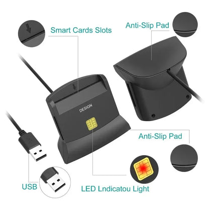 Lecteur de carte à puce USB 2.0 Wiisdatek 2024 Mémoire pour ID Bank EMV IC Chip Sma