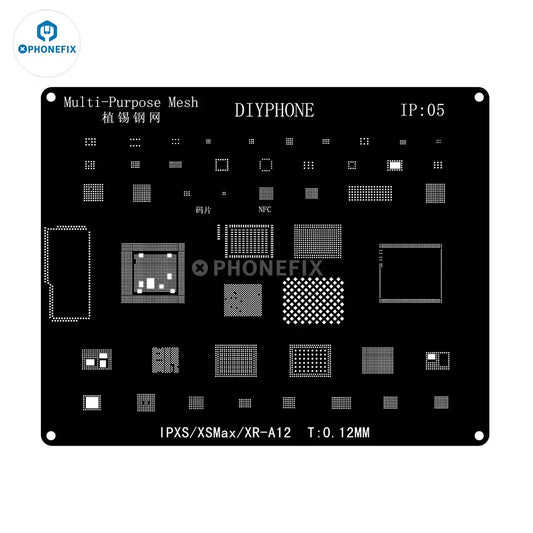 Pochoir de reballage BGA en acier noir NewDIYPHONE pour iPhone 15 14 13 12 11 XS