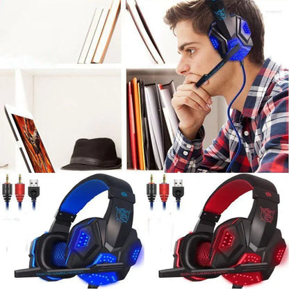 PCGaming Headphones Headset Deep Bass Stereo Wired Gamer Earphone Microphon