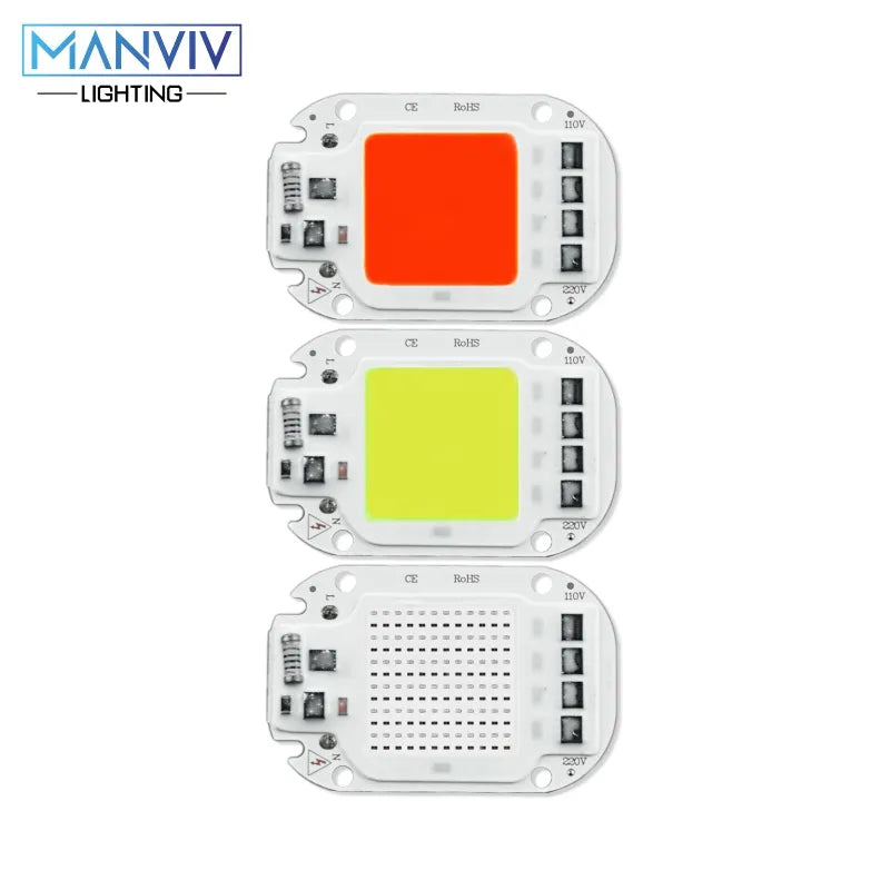 New LED COB Chip 20W 30W 50W 110V 220V Colorful Smart IC Chip Warm White Co