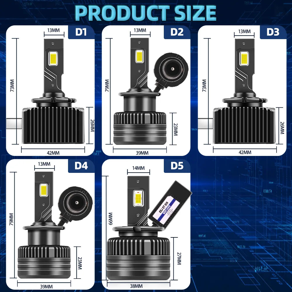 Phares de voiture à puce Turbo CSP à LED M19 D1S 2 pièces HID D3S D2S D4S D4R D8S D