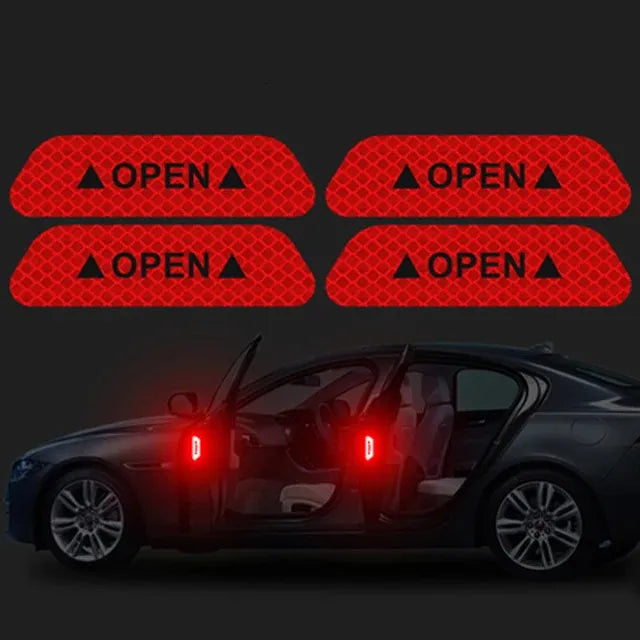 New 4PCS Open Reflective Tape Warning Mask Sticker Improve Night Visibilty