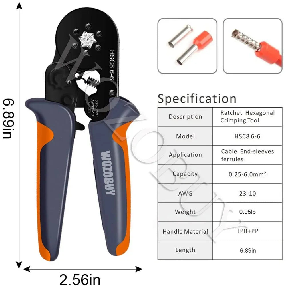 Kit d'outils de sertissage de virole neuf avec bornes de virole WOZOBUY auto-réglables