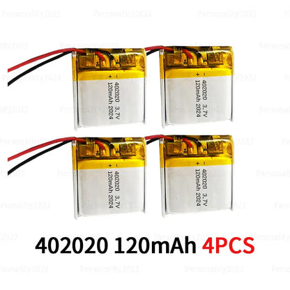 PC 1-10PCS 402020 3.7V Battery 120mAh 042020 Li-Polymer Batteries  Cordless Phones Walkie Talkies Bluetooth Mouse Audio Speakers