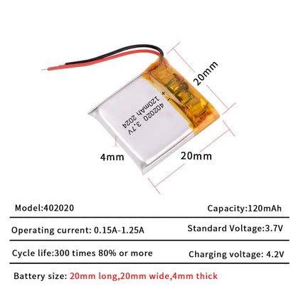 PC 1-10PCS 402020 3.7V Battery 120mAh 042020 Li-Polymer Batteries  Cordless Phones Walkie Talkies Bluetooth Mouse Audio Speakers