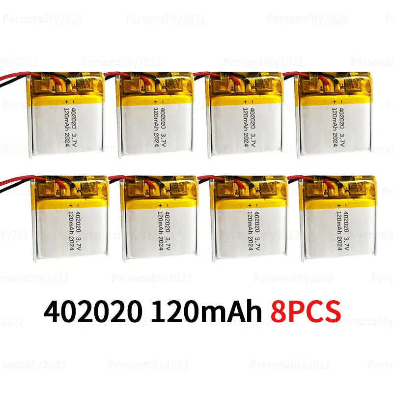 PC 1-10PCS 402020 3.7V Battery 120mAh 042020 Li-Polymer Batteries  Cordless Phones Walkie Talkies Bluetooth Mouse Audio Speakers