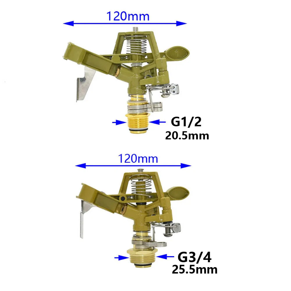 1/2 3/4 inch Metal Pulsating Sprinkler 360 Degree Rocker Arm Rotating Lawn Watering Sprinklers   Garden Irrigation System