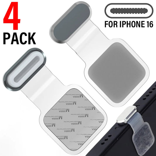 1/2/4PCS Metal Anti Lost Dustplug For iPhone 16 Pro Max 16Pro 16Plus Charging Port Anti-Dirt Stopper Cap Type C Protector Plugs