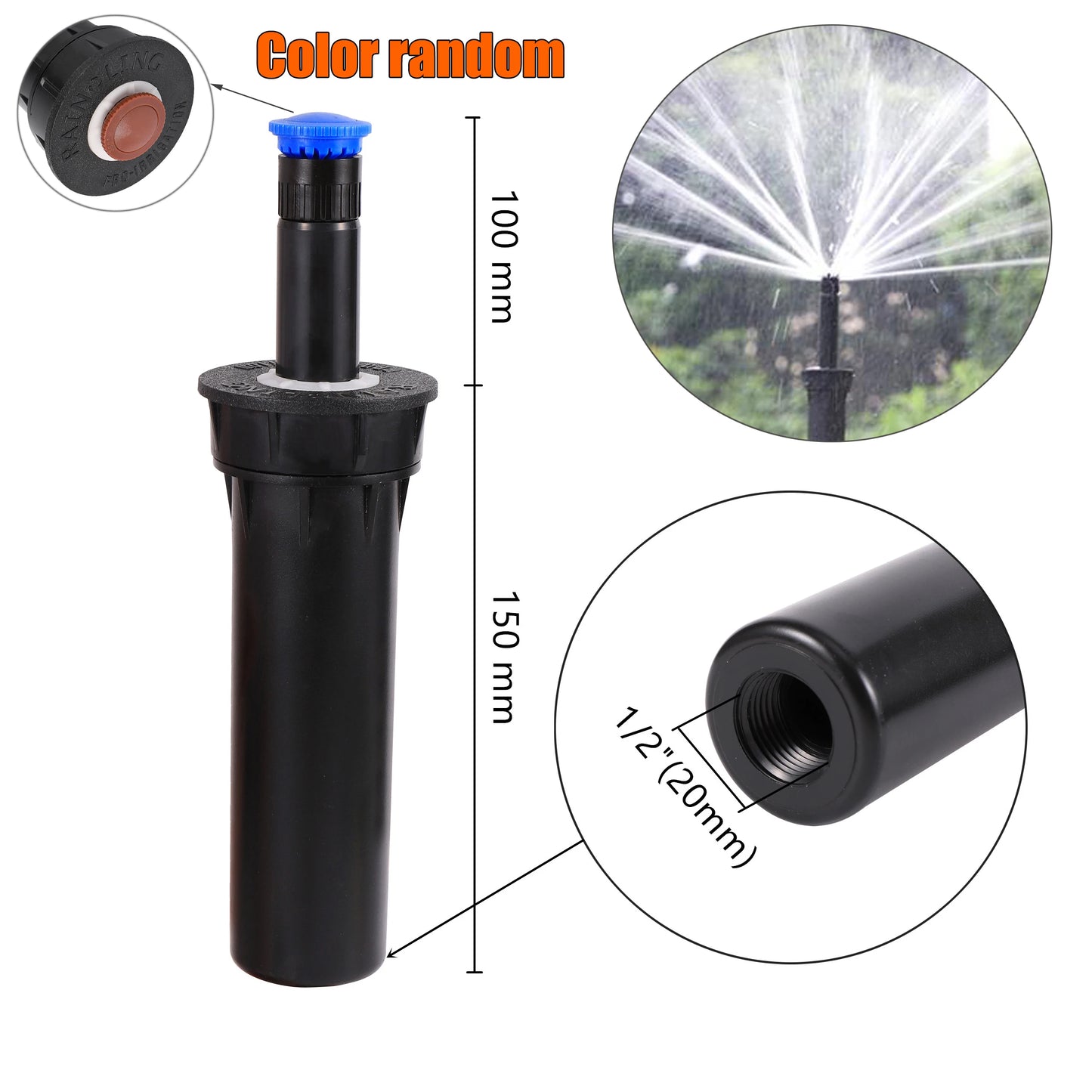 1/2" Female Thread Automatic Retractable Misting Sprinkler Lawn Turf Irrigation Tool Gardening Buried Pop-Up Watering Sprinkler