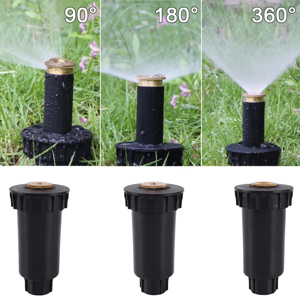 1/2" Thread Pop Up Sprinklers 90/180/360 Degree Automatic Stretching Scattering Sprinkler Garden Lawn Grassland Buried Nozzle