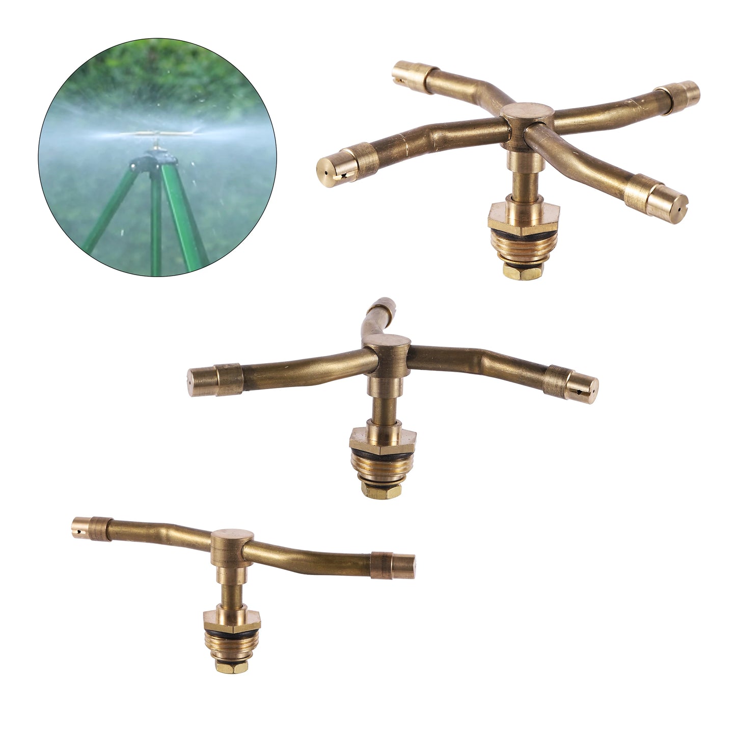 1/2 inch 2/3/4 Arm Rotating Brass Nozzle Garden Lawn Irrigation Watering Nozzle Automatic Rotating Atomizing Watering Tool