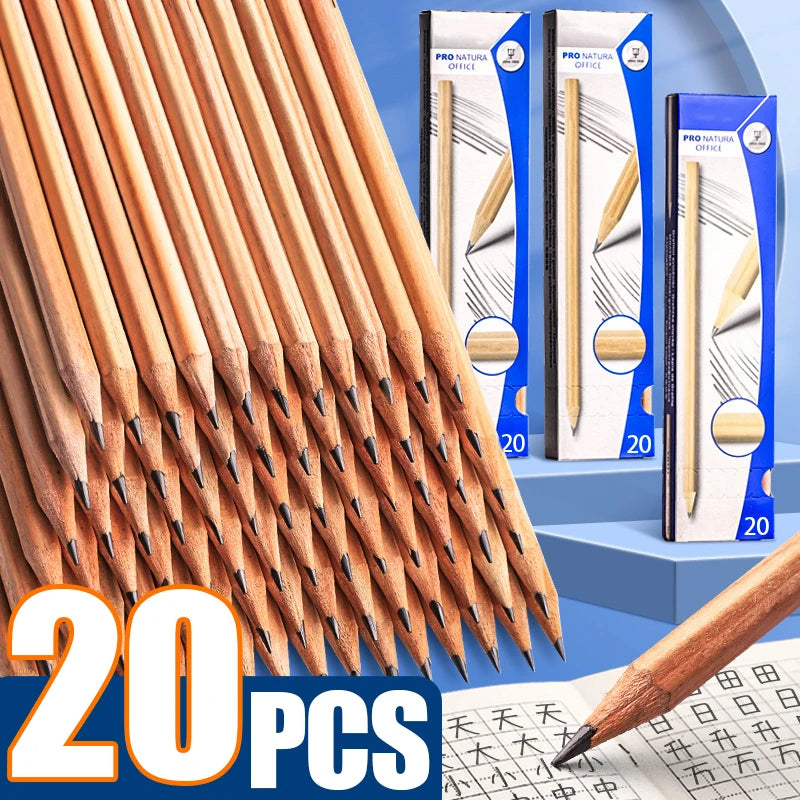 1-20PC HB Pencil Natural Hexagon Wooden Lead Pencils Children Painting Drawing Sketch Writing Student Stationery Kid Supplies