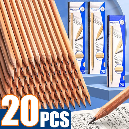 1-20PC HB Pencil Natural Hexagon Wooden Lead Pencils Children Painting Drawing Sketch Writing Student Stationery Kid Supplies