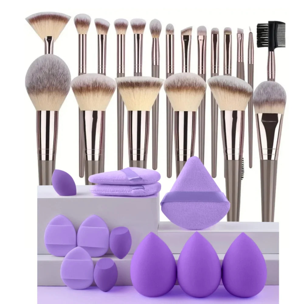 1-20PCS Makeup Brushes Set Eye Shadow Foundation Blush Highlighter Concealer Female Beauty Tool Puffs Beauty Sponges Thumb Puffs