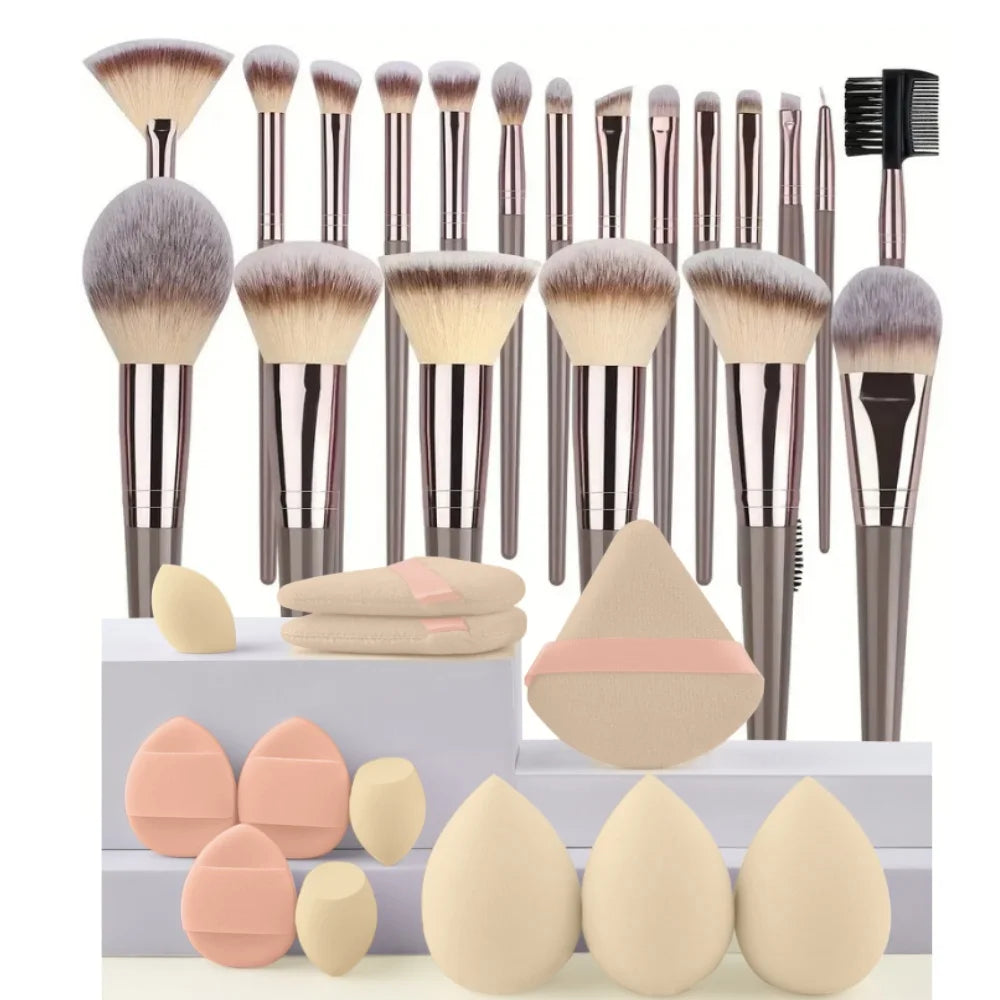 1-20PCS Makeup Brushes Set Eye Shadow Foundation Blush Highlighter Concealer Female Beauty Tool Puffs Beauty Sponges Thumb Puffs