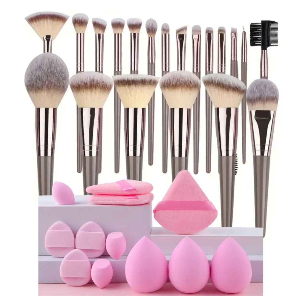 1-20PCS Makeup Brushes Set Eye Shadow Foundation Blush Highlighter Concealer Female Beauty Tool Puffs Beauty Sponges Thumb Puffs