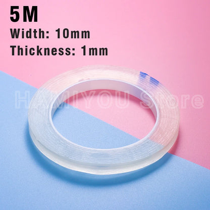 PC 1/3/5M Nano Tape Double Sided Tape Transparent Reusable Waterproof Adhesive Tapes Cleanable Kitchen Bathroom 1mm Thickness