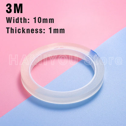 PC 1/3/5M Nano Tape Double Sided Tape Transparent Reusable Waterproof Adhesive Tapes Cleanable Kitchen Bathroom 1mm Thickness