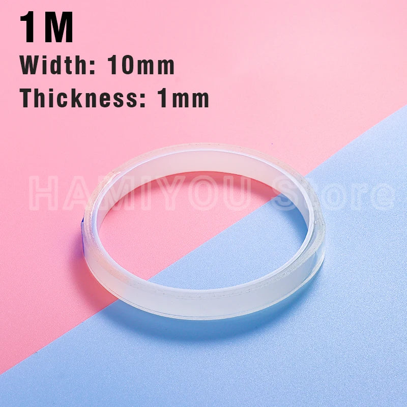 PC 1/3/5M Nano Tape Double Sided Tape Transparent Reusable Waterproof Adhesive Tapes Cleanable Kitchen Bathroom 1mm Thickness