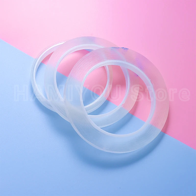 PC 1/3/5M Nano Tape Double Sided Tape Transparent Reusable Waterproof Adhesive Tapes Cleanable Kitchen Bathroom 1mm Thickness