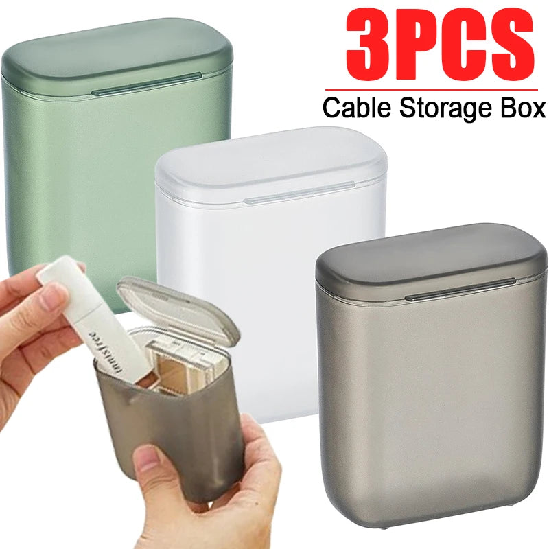 1/3PCS Portable Multifunctional Cables Storage Box Deasktop Dustproof Clear Data Cord Headphone Charger Organizer with Cover