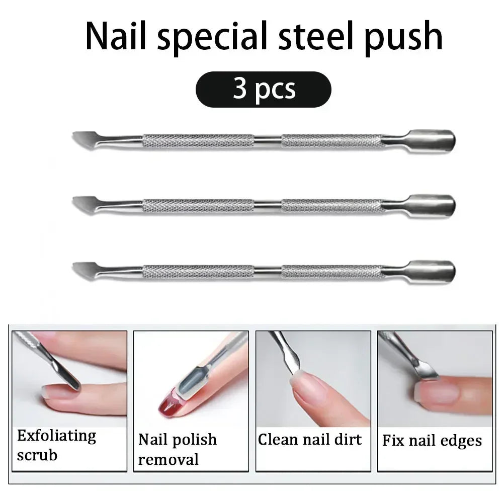 1/3Pc Cuticle Pusher Stainless Steel Dead Skin Cuticle Remover Manicure Cleaner Care Nail Tools Manicure Tools Repousse Cuticule