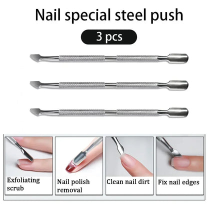 1/3Pc Cuticle Pusher Stainless Steel Dead Skin Cuticle Remover Manicure Cleaner Care Nail Tools Manicure Tools Repousse Cuticule