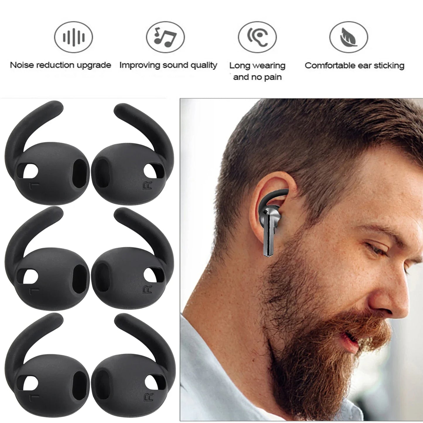 1/4Pairs Anti Slip Eartips Hook For Samsung Galaxy Buds 3 Wireless Earphone Silicone Earcaps For Galaxy Buds3 Accessories