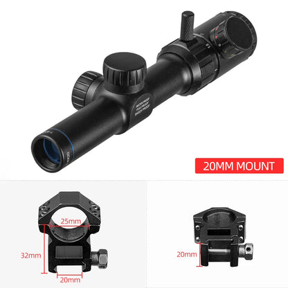 1-4X20 rifle scope  red with illuminated tactical rangefinder mask Caza rifle pocket mirror aerial rifle optical hunting