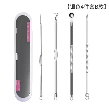 1/4pc Stainless Steel Blackhead Comedone Acne Blemish Extractor Remover Face Skin Care Pore Cleaner Needles Remove Tools