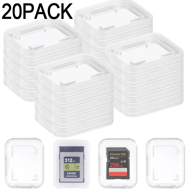 1/5/10/20PC Transparent Hard Plastic Mini SD/TF Memory Cards Case Holder Anti Lost Cards Pin Needle Protector Storage Box