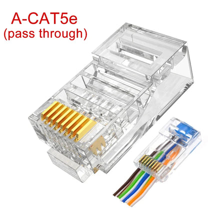 1-50PC Transparent RJ45 Ethernet Cables Module Plugs For CAT6 CAT5e Network Wire Connector PC Hardware Crystal Heads 8P8C