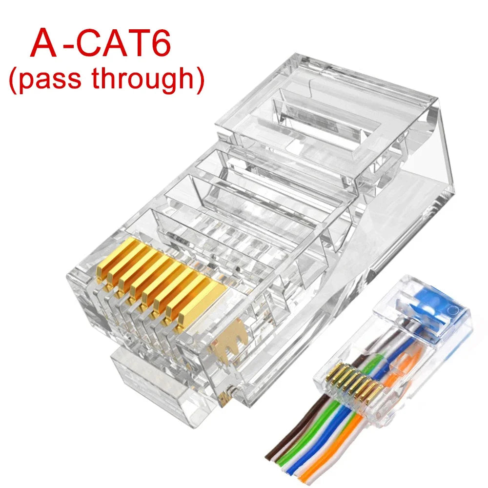 1-50PC Transparent RJ45 Ethernet Cables Module Plugs For CAT6 CAT5e Network Wire Connector PC Hardware Crystal Heads 8P8C