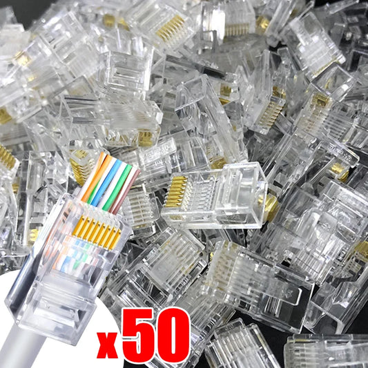 1-50PC Transparent RJ45 Ethernet Cables Module Plugs For CAT6 CAT5e Network Wire Connector PC Hardware Crystal Heads 8P8C