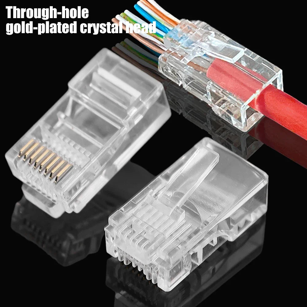 1-50PC Transparent RJ45 Ethernet Cables Module Plugs For CAT6 CAT5e Network Wire Connector PC Hardware Crystal Heads 8P8C