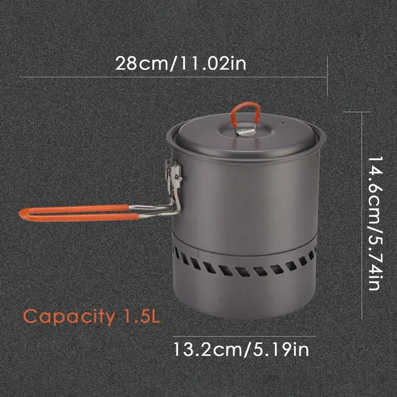 PC 1.5L Outdoor Pot Camping Traveling Hiking Heat Collection Pot Campfire C