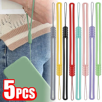 1/5PC Silicone Wrist Straps Hand Lanyard For Mobile Phones Camera Keys Cord Chain Universal Anti Lost Hanging Rope Keychain