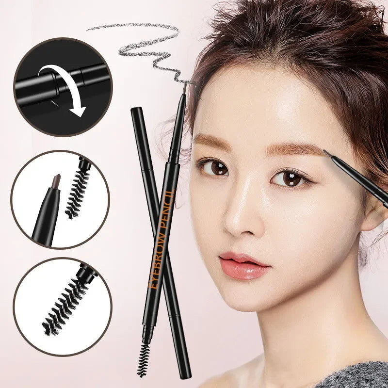 1.5mm Fine Eyebrow Pencil with Double Head Automatic Rotation, One Line Eyebrow Pencil Waterproof and Makeup Free Makeup Pen