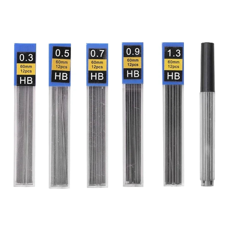 1/6/12PC Mechanical Pencil Refill Leads 0.3 0.5 0.7 0.9 1.3 2.0mm Drawing Writing Automatic Pencil Core Refills Accessories