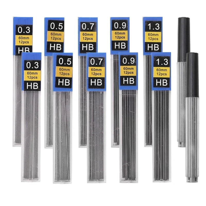 1/6/12PC Mechanical Pencil Refill Leads 0.3 0.5 0.7 0.9 1.3 2.0mm Drawing Writing Automatic Pencil Core Refills Accessories