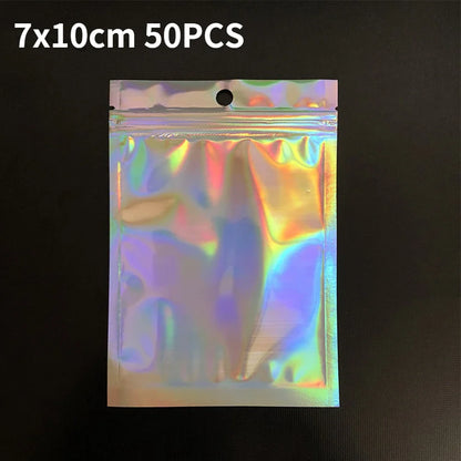 10/30/50PCS Laser Ziplock Bags For Necklace Phone Earphone Storage Bag Clear Plastic Jewelry Data Cable Packaging Bubble Mailers