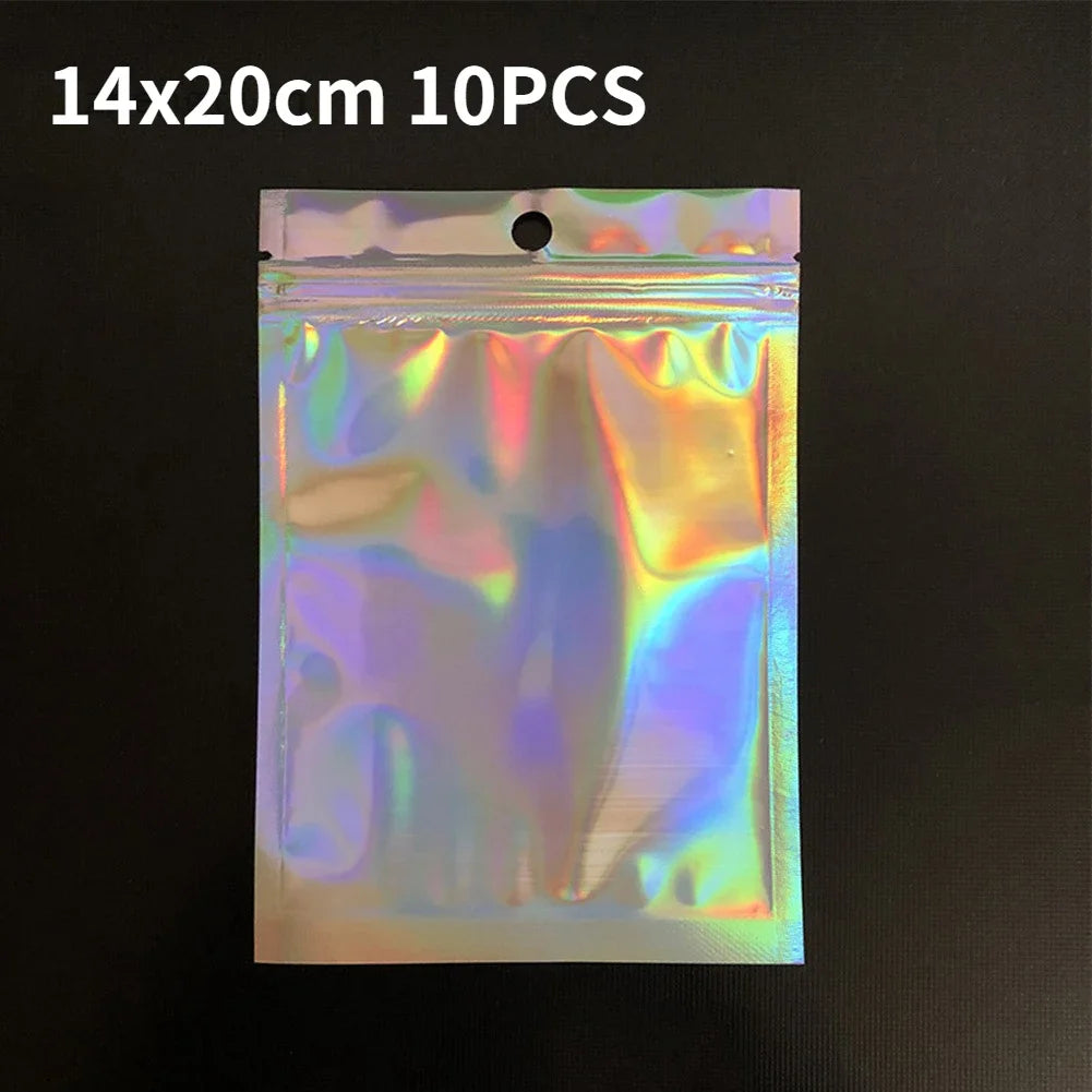 10/30/50PCS Laser Ziplock Bags For Necklace Phone Earphone Storage Bag Clear Plastic Jewelry Data Cable Packaging Bubble Mailers