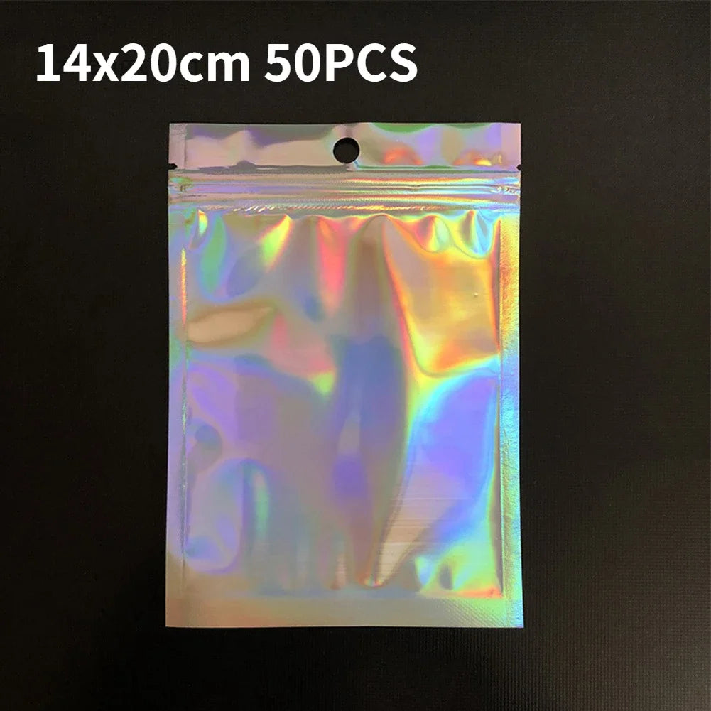 10/30/50PCS Laser Ziplock Bags For Necklace Phone Earphone Storage Bag Clear Plastic Jewelry Data Cable Packaging Bubble Mailers