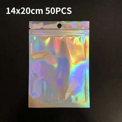 10/30/50PCS Laser Ziplock Bags For Necklace Phone Earphone Storage Bag Clear Plastic Jewelry Data Cable Packaging Bubble Mailers