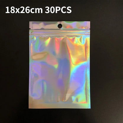 10/30/50PCS Laser Ziplock Bags For Necklace Phone Earphone Storage Bag Clear Plastic Jewelry Data Cable Packaging Bubble Mailers