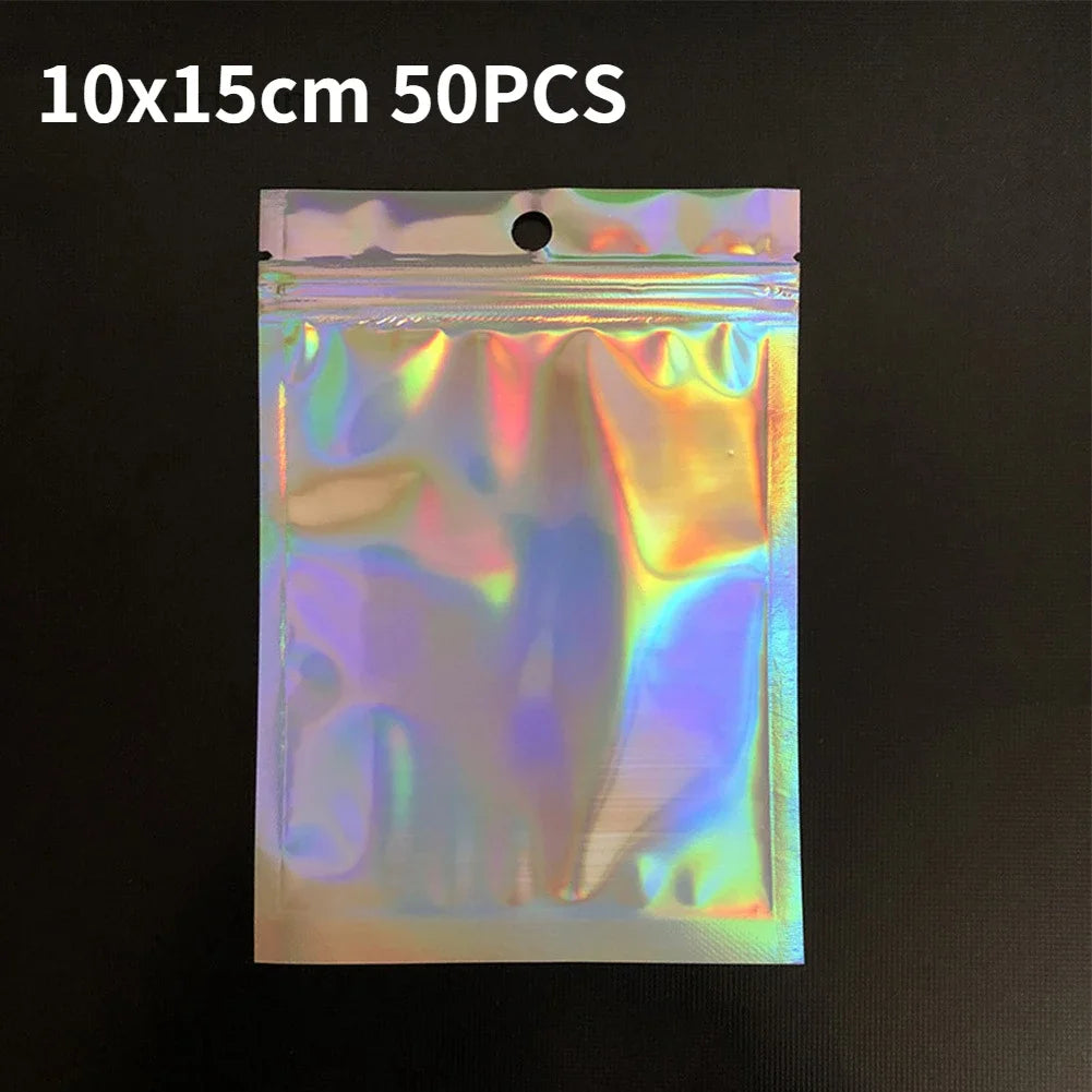 10/30/50PCS Laser Ziplock Bags For Necklace Phone Earphone Storage Bag Clear Plastic Jewelry Data Cable Packaging Bubble Mailers