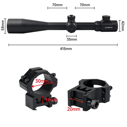 10-40X50 SFP Tactical Optics Rifle Scopes Side Wheel Parallax Adjustment Sight Red Green Dot Reticle Long Shooting Hunting Scope