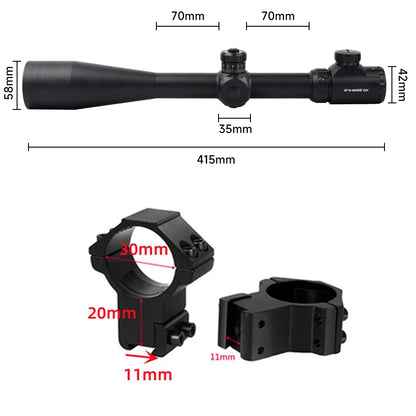 10-40X50 SFP Tactical Optics Rifle Scopes Side Wheel Parallax Adjustment Sight Red Green Dot Reticle Long Shooting Hunting Scope