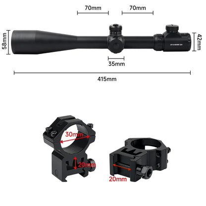 10-40X50 SFP Tactical Optics Rifle Scopes Side Wheel Parallax Adjustment Sight Red Green Dot Reticle Long Shooting Hunting Scope