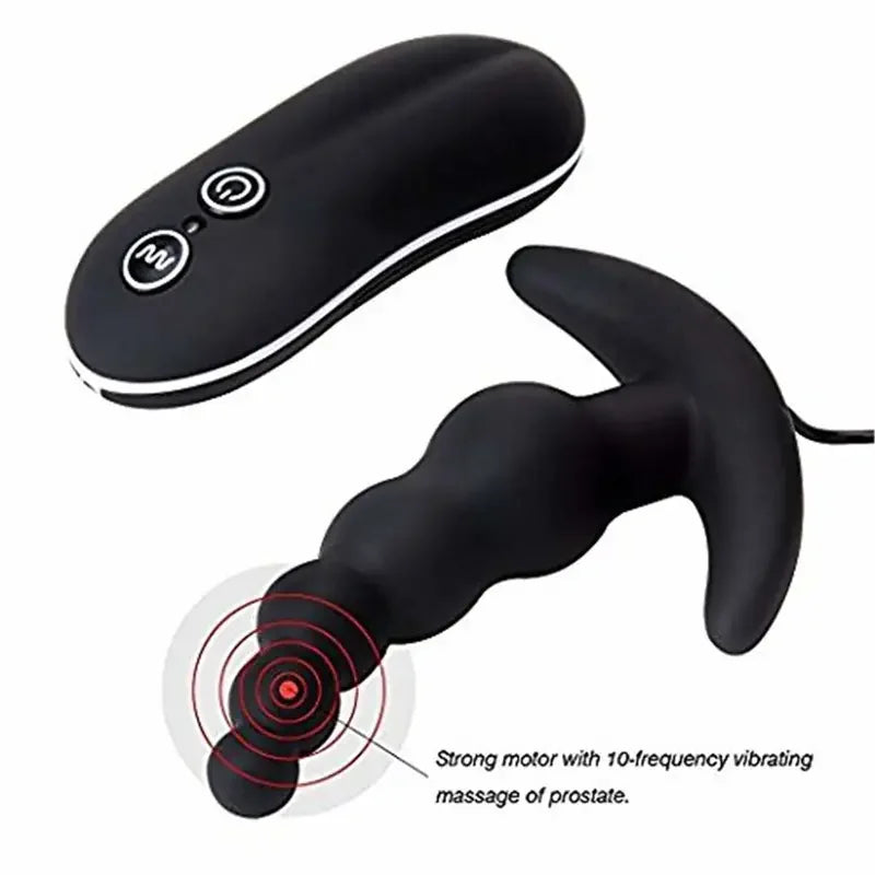 Gtooza_10 Frequency Vibrating Prostate Massager Anal Plug  Beads Butt Sex Toys Waterproof Powerful Wired  Men Couples gtooza.com